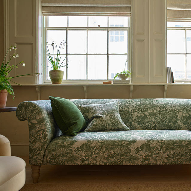 Exbury 3 Seater Sofa in RHS Botanicals Ferns Toile Spring Green